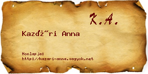 Kazári Anna névjegykártya